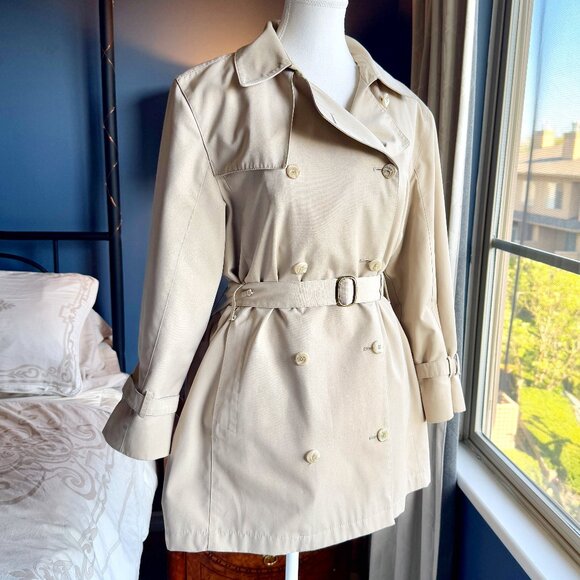 Vintage London Fog Tan Winter Trench Coat Wool Liner - Picture 1 of 14